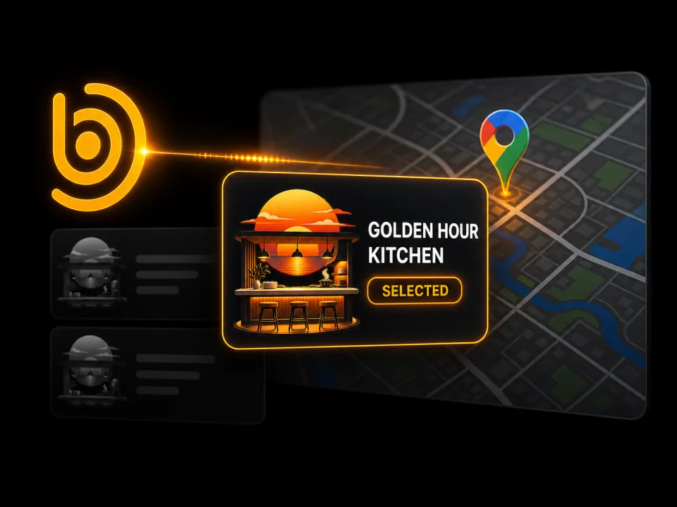 Bisible identifying the Golden Hour Kitchen business from a map listing.